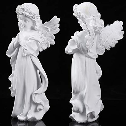 H&W Angel Statue, Angel Figurine, Adorable Flower Girl Decorative Ornaments | 12.5''H, Home Decor Fairy Prayer, Pray for Your Family, Christmas & Thanksgiving Day Decoration 【A】