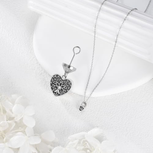 Tree of Life Urn Necklace for Ashes, S925 Sterling Silver Hummingbird/Cross/Love Heart Pendant Cremation Jewelry with Funnel Filler Memorial Keepsake Gifts for Women Men - color: Celtic Tree of Life Urn Necklace
