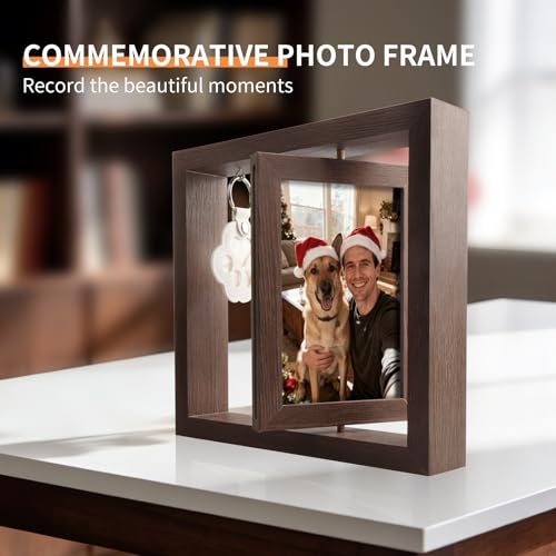 Double-Sided Rotating 4x6 Inch Photo Frame Gift Set for Cherished Memories, with Paw Print Kit and Memory Vial