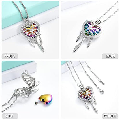 shajwo Dream Catcher Urn Necklace for Ashes - color: Rainbow-White
