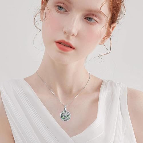 Hearbeingt Teardrop Urn Necklaces for Ashes Tree of Life Memorial Locket - color: Abalone Shell-Customize