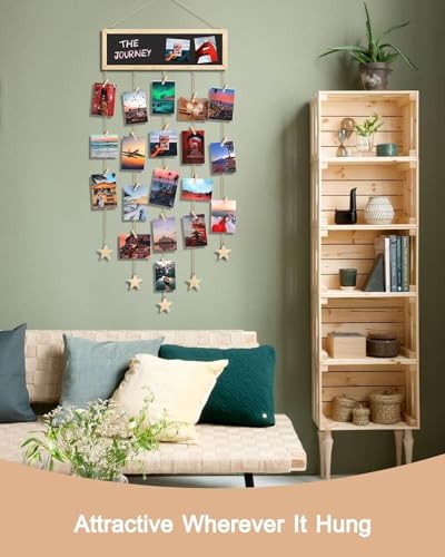 SF SOONEAT Picture Frames Collage Wall Decor Hanging Photo Display Multiple Family Tree Polaroid Celebration of Life Decorations with String, Blackboard, 30 Clips