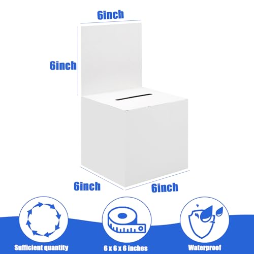 Ysglory 12 Pack Raffle Ticket Box Cardboard Suggestion Box with Slot Donation Ballot Boxes for Fundraising Collecting Business Card Voting Contest with Removable Title Board, 6 x 6 x 6 Inches - color: White - 12 Pack - 6 x 6 x 6 Inches