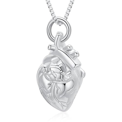 XSMZB Heart Cremation Jewelry Ashes Pendant for Human Pet Funeral Urn Necklace for Ashes Women Men Memorial Urn Jewelry - color: Silver