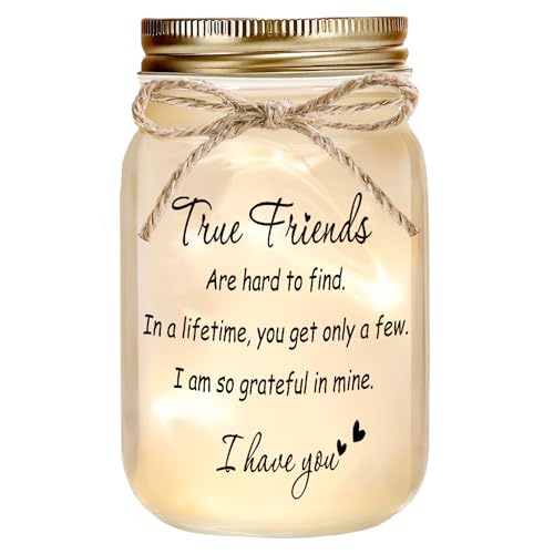 Best Friend Gift for Women Mason Jar Night Light True Friends - color: Transparent