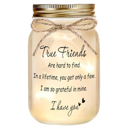 Best Friend Gift for Women Mason Jar Night Light True Friends - color: Transparent