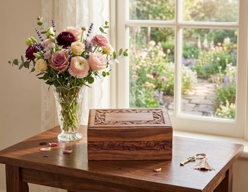Paw Print Pet Memorial Keepsake Cremation Urns for Ashes Pet Urn Wood Keepsake Box Urns for Cat Dogs Ashes | Cat Memorials (Carved 6.5 X 4.5 X 2.75) - size: Carved 6.5 X 4.5 X 2.75