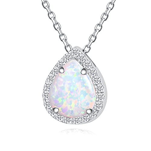 Cremation Jewelry for Women 925 Sterling Silver Heart Opal Urn Ashes Necklace Jewelry Memorial Keepsake(Heart-shaped) - color: Teardrop Opal