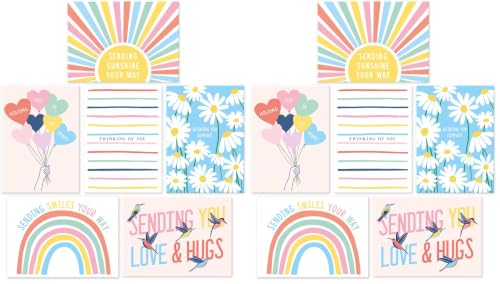 Sweetzer & Orange Thinking of You Cards with Envelopes, Set of 24 Boxed Greeting Cards, 300gsm Note Sheets, (120gsm) Envelopes. Just Because and Kindness designs (Pack of 2) - size: 4x5.5 inches (Pack of 2)