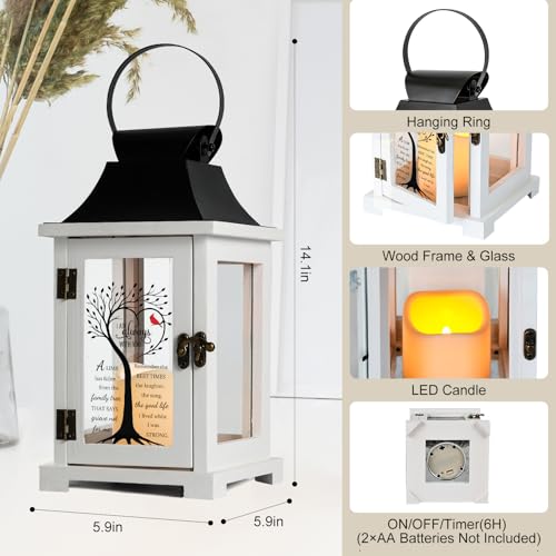 Memorial Lantern Sympathy Gift for Loss of Loved One Grief Gift - color: Family Tree Cardinal