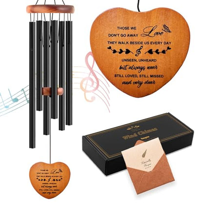 Sympathy Gifts for Loss of Loved One, Memorial Wind Chimes for Mom Dad Husband Brother, Funeral Bereavement Sympathy Gifts Basket, in Memory of Loved One Gifts - Black