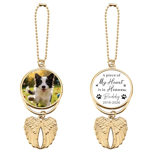 Personalized Pet Memorial Custom Car Hanging Pendant Accessories with Name Photo Custom Car Charms for Rear View Mirror Pet Memorial Gifts Loss Sympathy Remembrance Gifts for Loss of Dog Cat (Style-3) - color: Style-3
