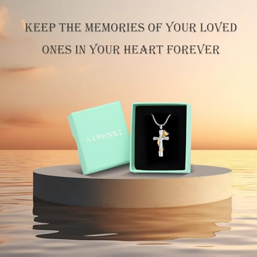 Cross Urn Necklaces for Men Women Cat Butterfly Cremation Jewelry for Ashes Stainless Steel Pet Memorial Ashes Pendant Keepsakes Jewelry - color: Gold