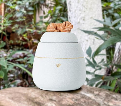 Dog Shaped White Pet Urn for Dogs Ceramic Dog Urns for Ashes Box –Cute Decorative Ashes Container for Dogs