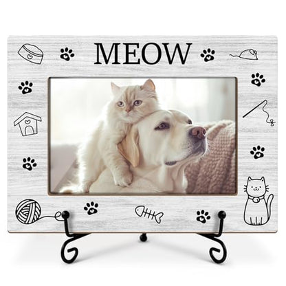 Utaqer Cat Picture Frame, You Had Me At Meow, Picture Gifts For Women Wife Friend, Wooden Picture Frame For Birthday Holiday Thanksgiving, 4X6 Photo Frame With Stand -26 - style: Cute Meow