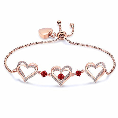 shajwo Heart Urn Bracelet for Ashes for Women - color: Rose Gold-Red