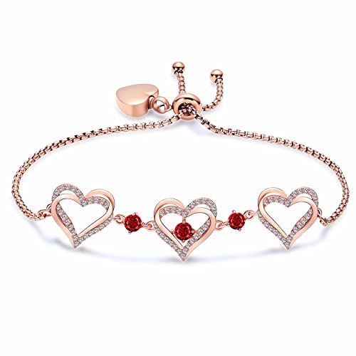 shajwo Heart Urn Bracelet for Ashes for Women - color: Rose Gold-Red