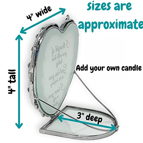 Sympathy Memorial Candle Holder – Angel Wings Heart Design – “I Thought of You with Love Today” – Bereavement Gift for Loss of Loved One – Remembrance Tealight Holder – 4" x 4"
