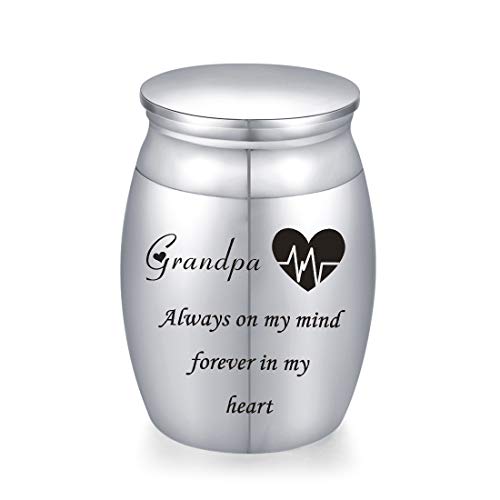 Decorative Memorial Keepsake Urns for Cremains Stainless Steel Mini 1.57 Inch High Small Funeral Urns Cremation Ashes Holder for Family Members - style: Grandpa