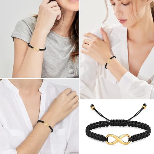 Minicremation Cremation Bracelet for Ashes Infinity Memorial Jewelry Urn Bracelet Braided Rope Adjustable Keepsake Bangle for Women Men - color: Gold