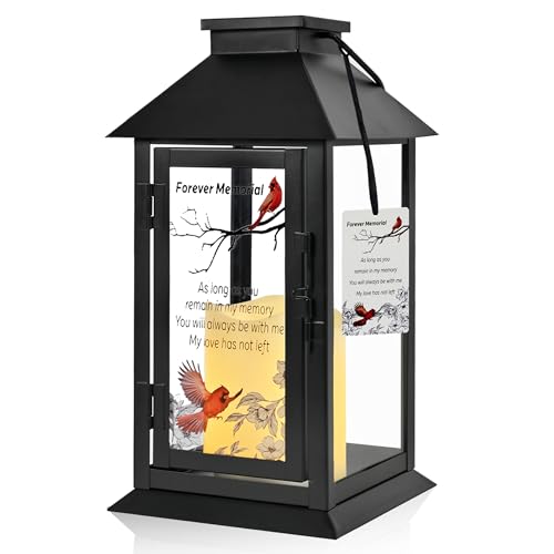 Memorial Lantern Bereavement Gifts Sympathy Gifts Forever Memorial Personalized LED Candle Lantern, Black - color: Black