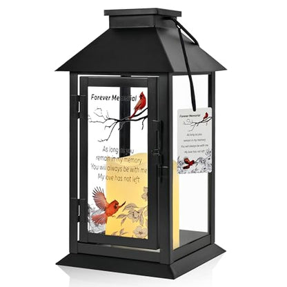 Memorial Lantern Bereavement Gifts Sympathy Gifts Forever Memorial Personalized LED Candle Lantern, Black - color: Black
