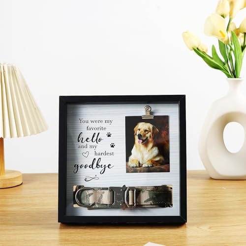 Pet Memorial Gifts for Dogs/Cats,Pet Loss Sympathy Gift Dog Memorial Gifts for Loss of Dog Remembrance Passing Away Gifts,Dustproof Pet Memorial Frame with Transparent Cover Dog Shadow Box Memorial