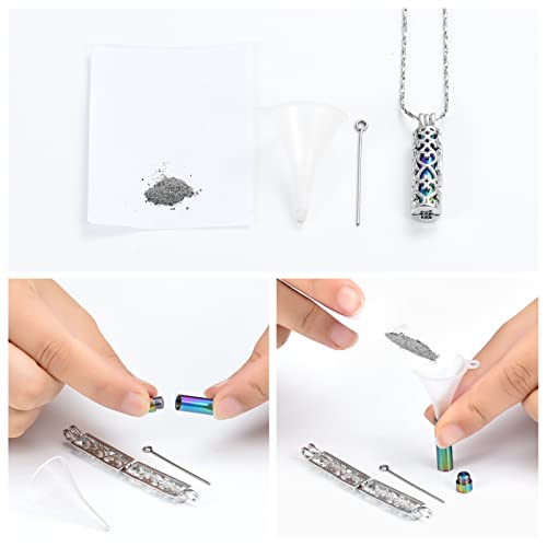 Imrsanl Cylinder Cremation Urn Necklace for Ashes of Loved One - color: Silver Colorful