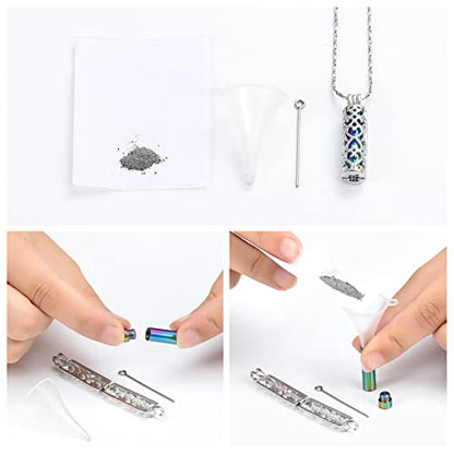Imrsanl Cylinder Cremation Urn Necklace for Ashes of Loved One - color: Silver Colorful