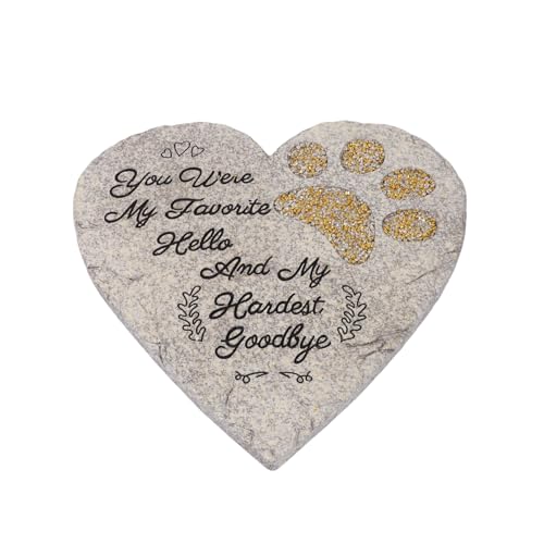 Pet Memorial Stone for Dogs Cats, 10 Inch Heart Shaped Dog Memorial Gifts for Loss of Dog, Pet Loss Sympathy Gift