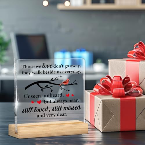 Sympathy Condolence Grieving Keepsake Memorial Gifts for Loss of Mom Dad | in Memory of Loved One Gifts, Those We Love Don't Go Away Acrylic Plaque Sign - color: Sympathy-b