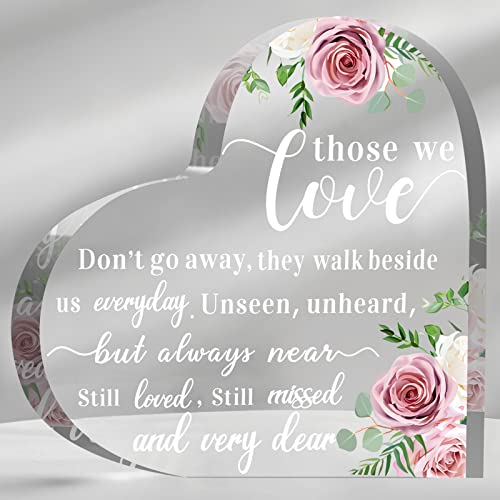 Yookeer Sympathy Gift Bereavement Gift Acrylic Heart in Memorial of Loved One, Loss of Father, Mother Condolence for Table Remembrance Decorations(6 x 6 x 0.6 Inch)