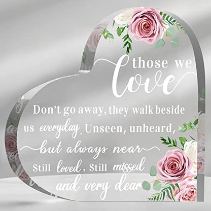 Yookeer Sympathy Gift Bereavement Gift Acrylic Heart in Memorial of Loved One, Loss of Father, Mother Condolence for Table Remembrance Decorations(6 x 6 x 0.6 Inch)