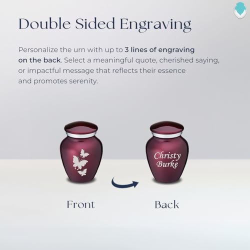 Embrace Keepsake Personalized Butterfly Cremation Urns for Human Ashes I Cherry Purple Funeral Urn for Men and Women with Double Side Engraving I 3.5 lbs - color: Cherry Purple