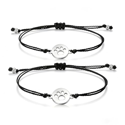 2pcs Commemorative Bracelets,Sympathetic Paw Print Friendship,Commemorative Gift for Cat and Dog Lovers