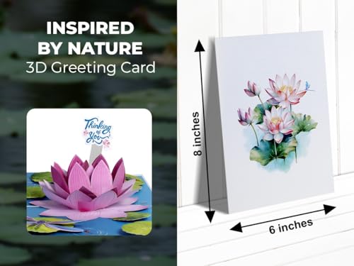 iGifts And Cards Pink Lotus Flower 3D Pop-Up Card – Serene Wishes 6"x8" | Thinking Of You, Get Well, Sympathy, Meditation Theme, Friend, Teacher, Nature Lover, Spiritual Seeker Keepsake, Notecard - color: Pink Lotus