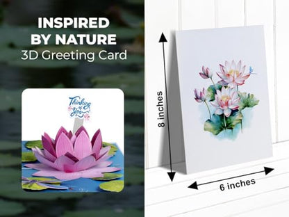 iGifts And Cards Pink Lotus Flower 3D Pop-Up Card – Serene Wishes 6"x8" | Thinking Of You, Get Well, Sympathy, Meditation Theme, Friend, Teacher, Nature Lover, Spiritual Seeker Keepsake, Notecard - color: Pink Lotus