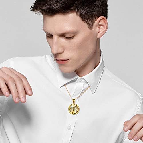 GOLDCHIC JEWELRY Urn Necklaces for Ashes, Stainless Steel Pet/Cross/Birthstone/Tree of Life Personalized Keepsake Memorial Jewelry for Women - color: Family Tree - 18k Gold Plated, style: Personalized Engraving