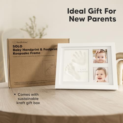 Baby Hand and Footprint Kit Quick Dry Clay Baby Footprints (Alpine White) | Pets Paw Kit, Newborn Keepsake Picture Frame for Boys, Girls, Personalized New Mom Gifts for Shower & Registry, Grandparents - color: Alpine White