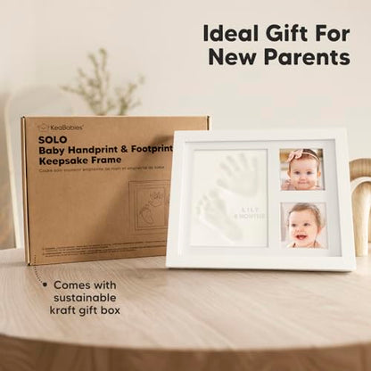 Baby Hand and Footprint Kit Quick Dry Clay Baby Footprints (Alpine White) | Pets Paw Kit, Newborn Keepsake Picture Frame for Boys, Girls, Personalized New Mom Gifts for Shower & Registry, Grandparents - color: Alpine White