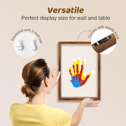 Family Handprint Kit for 4, Hand Print Keepsake Frame DIY Craft Gift - color: Brown, size: 4 Pages Acrylic Boards