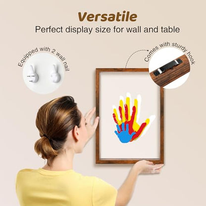 Family Handprint Kit for 4, Hand Print Keepsake Frame DIY Craft Gift - color: Brown, size: 4 Pages Acrylic Boards