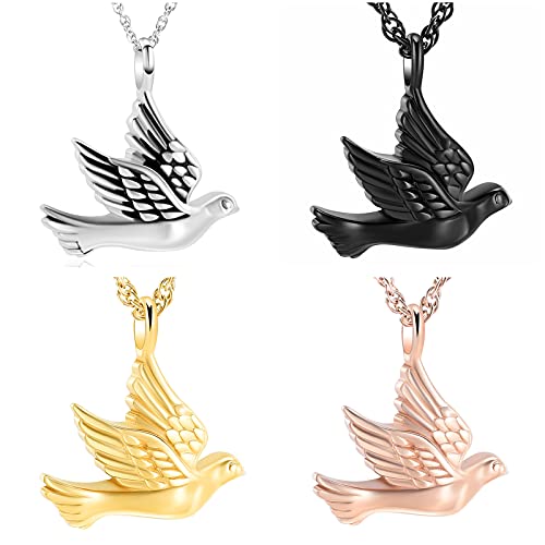 shajwo Cremation Jewelry for Ashes Stainless Steel Peace Dove Urn Keepsake Memorial Ash Holder Cremation Urn Pendant Necklace - color: Customize