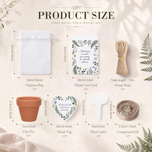 30 Sets Thank You Party Favors for Guests Terracotta Flowerpot Seedling Soil BlocksSeed Packets Organza Gift Bags Thank You Cards and Plant Labels for Bridal Shower Baptism Wedding Party(Greenery) - style: Greenery