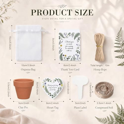30 Sets Thank You Party Favors for Guests Terracotta Flowerpot Seedling Soil BlocksSeed Packets Organza Gift Bags Thank You Cards and Plant Labels for Bridal Shower Baptism Wedding Party(Greenery) - style: Greenery