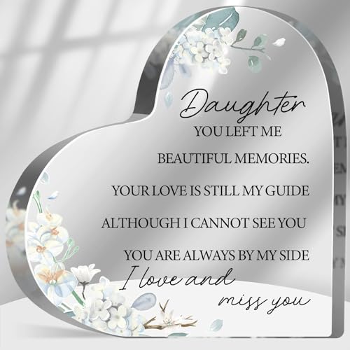 Sympathy Memorial Gifts for Loss of Daughter, Loss of Daughter Sympathy Gifts, Bereavement Condolences Grief Gifts, Funeral Memorial Decor Sign, Remembrance Plaque for Loss Daughter - color: Daughter-love&miss