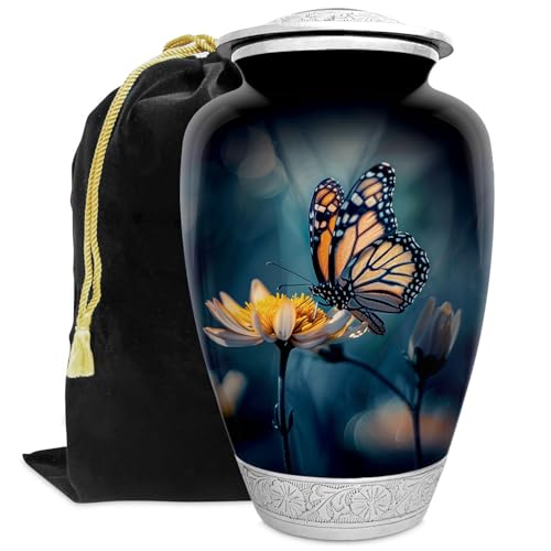 Butterfly Urn for Human Ashes | Large Handcrafted Funeral Memorial | Decorative Cremation Urn for Women and Men - color: Butterfly, size: Large