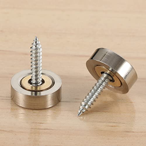 20 PCS Screw Covers Caps (Solid Brass Construction) Mirror Screws Fasteners, Sign Advertising Hardware, 3/5" Diameter, Brushed Stainless Steel - color: Brushed Finish (20 PCS)