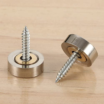 20 PCS Screw Covers Caps (Solid Brass Construction) Mirror Screws Fasteners, Sign Advertising Hardware, 3/5" Diameter, Brushed Stainless Steel - color: Brushed Finish (20 PCS)