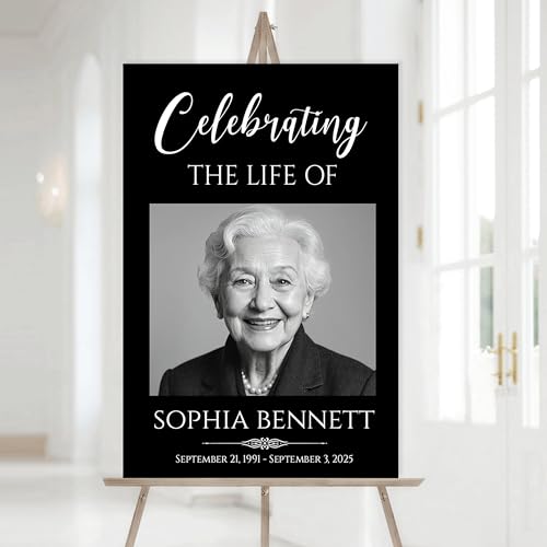 Custom Celebration of Life Yard Sign – Personalized Funeral Welcome Display With Picture And Quote, Elegant Memorial Tribute Board For Honoring A Loved One - color: Background 5